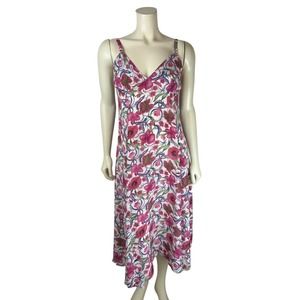 Chufy Gone Jammin Floral Print Silk Cami Dress Size S Midi Sleeveless Vneck